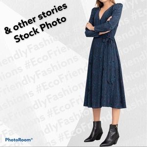 & OTHER STORIES Wood Jacquard Midi Wrap Dress